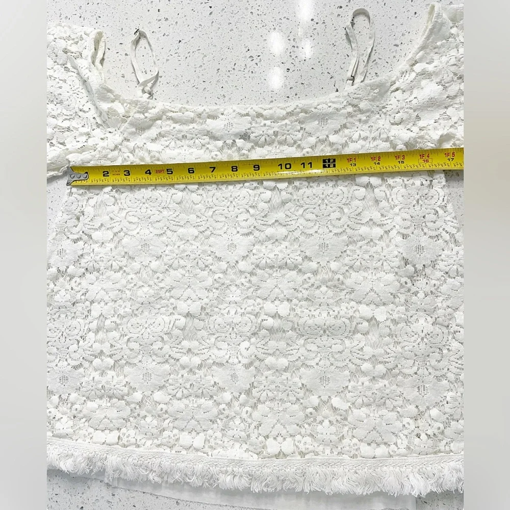 Bailey 44 Top Tusk Boho Ivory Lace & Fringe Cold Shoulder Women’s Small - Picture 7 of 11